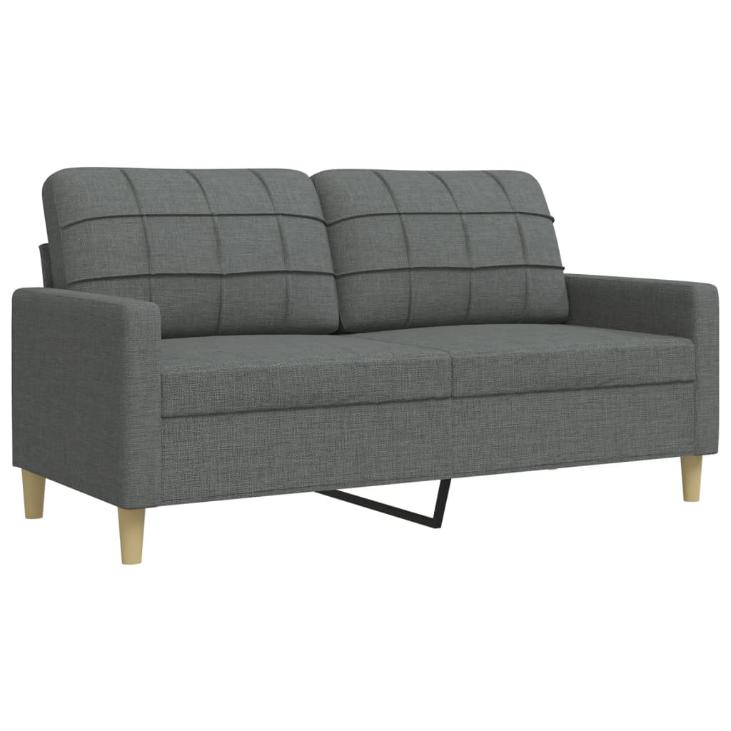 vidaXL Set canapele cu taburet și perne, 4 piese, gri închis, textil vidaXL Set canapele cu taburet și perne, 4 piese, gri închis, textil