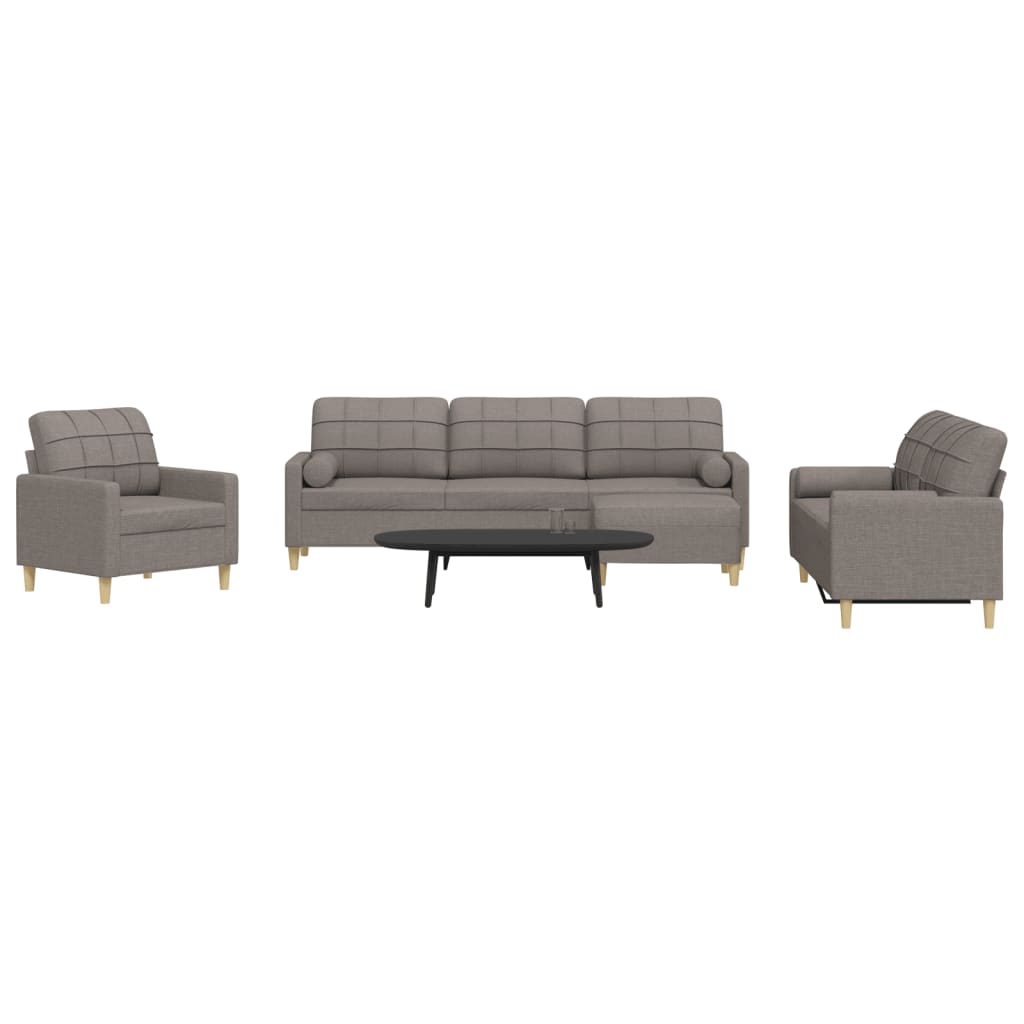 vidaXL Set canapele cu taburet și perne, 4 piese, taupe, textil vidaXL Set canapele cu taburet și perne, 4 piese, taupe, textil