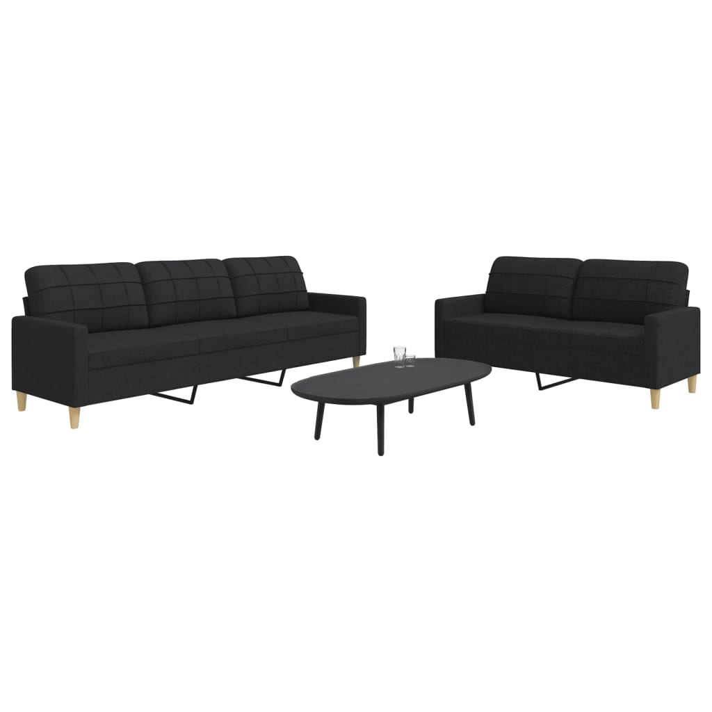 vidaXL Set de canapele, 2 piese, negru, material textil vidaXL Set de canapele, 2 piese, negru, material textil