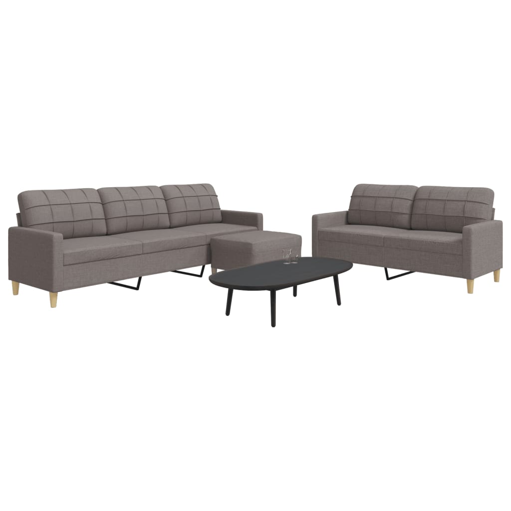 vidaXL Set de canapea cu perne, 3 piese, gri taupe, material textil vidaXL Set de canapea cu perne, 3 piese, gri taupe, material textil