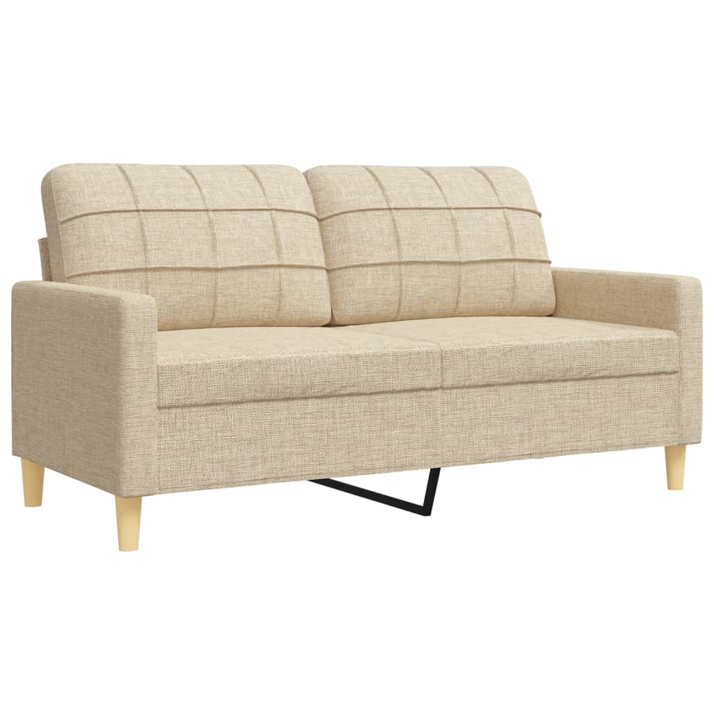 vidaXL Set de canapele cu perne decorative, 2 piese, crem, textil