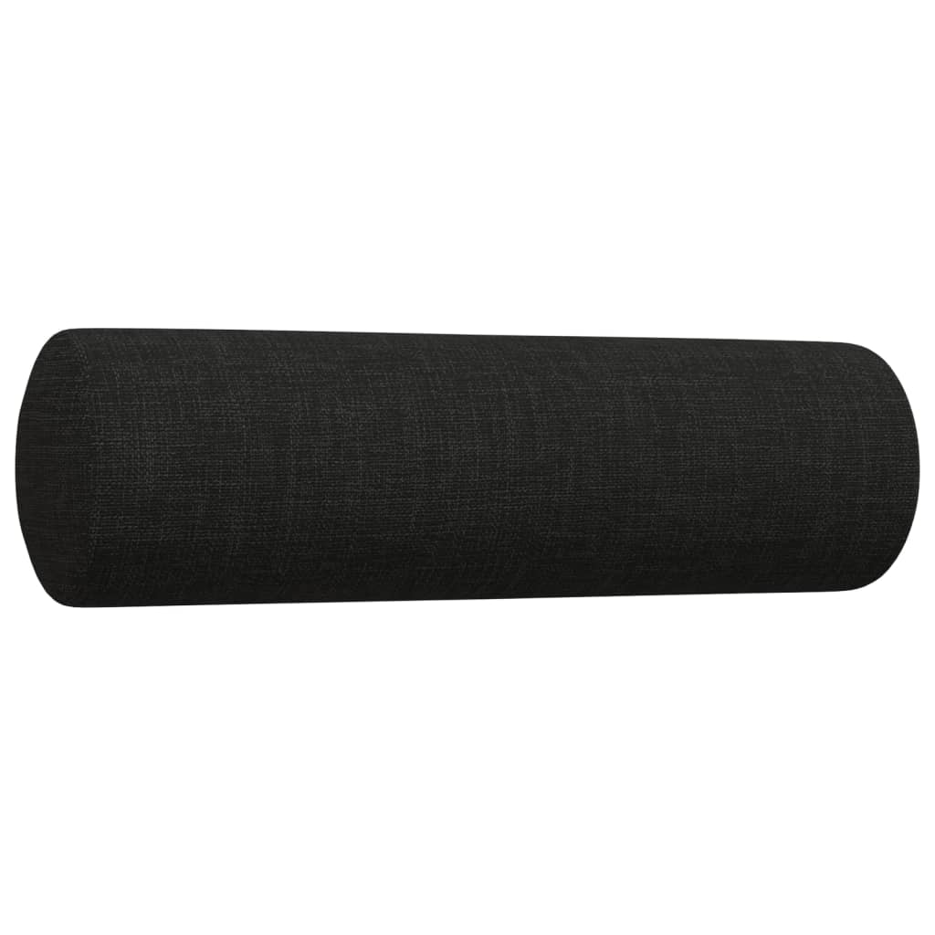 vidaXL Set de canapele cu perne decorative, 2 piese, negru, textil