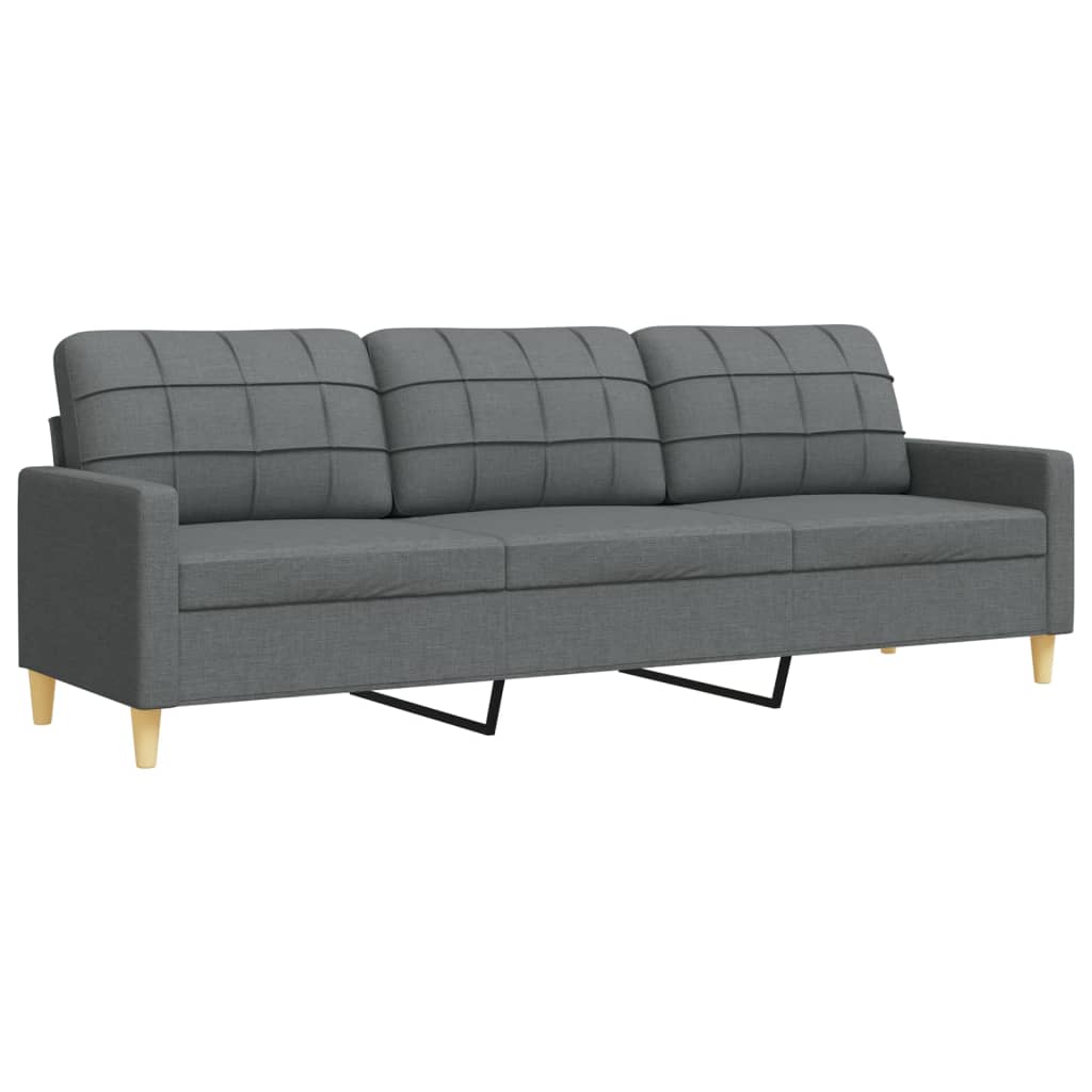 vidaXL Set canapele cu taburet și perne, 3 piese, gri închis, textil