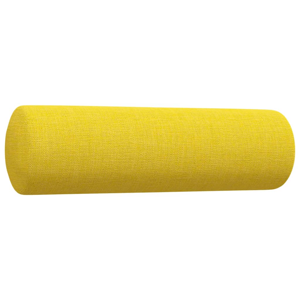 vidaXL Set canapele cu taburet/perne, 3 piese, galben deschis, textil