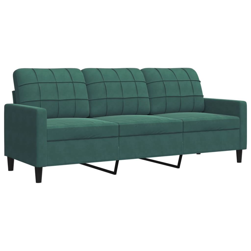 vidaXL Set de canapele cu perne, 3 piese, verde închis, catifea vidaXL Set de canapele cu perne, 3 piese, verde închis, catifea