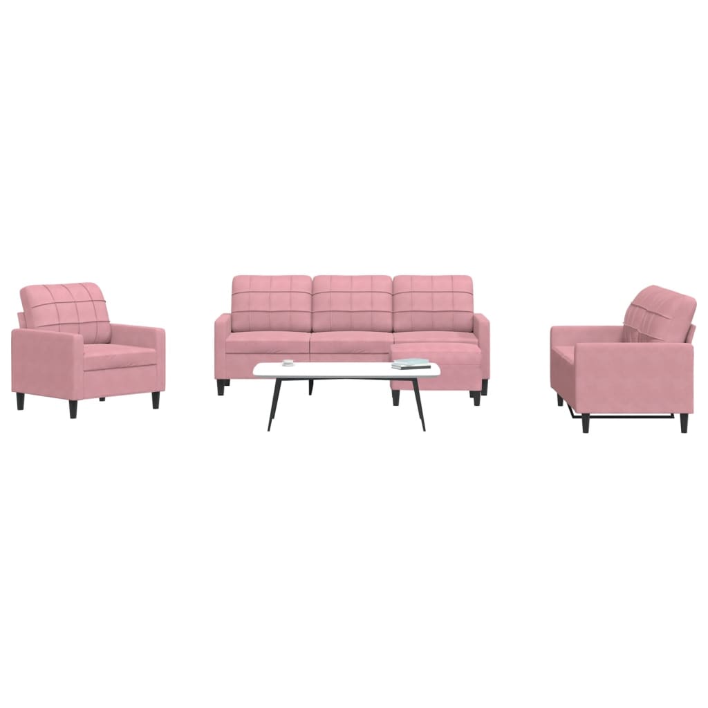 vidaXL Set de canapele cu perne, 4 piese, roz, catifea