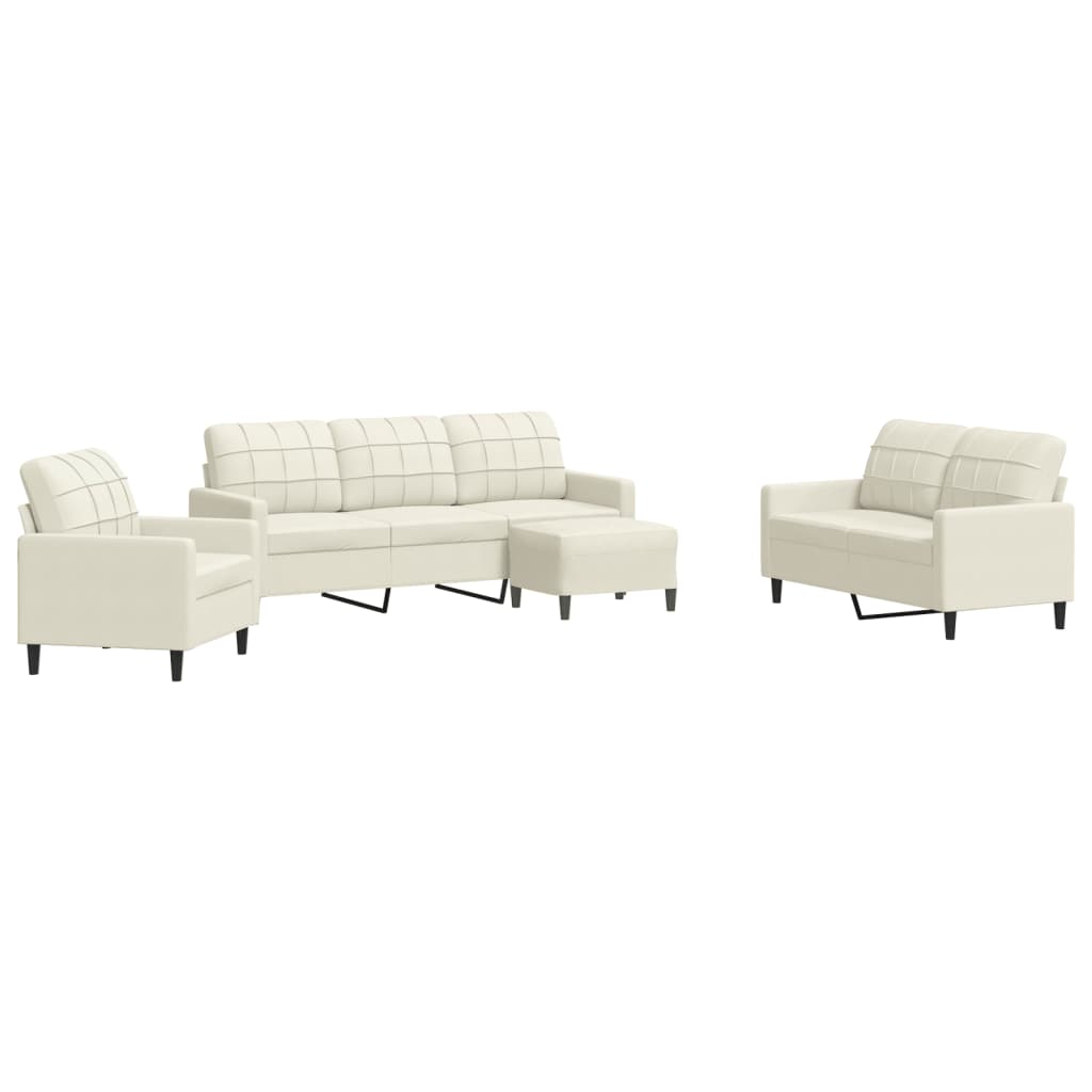 vidaXL Set de canapele cu perne, 4 piese, crem, catifea