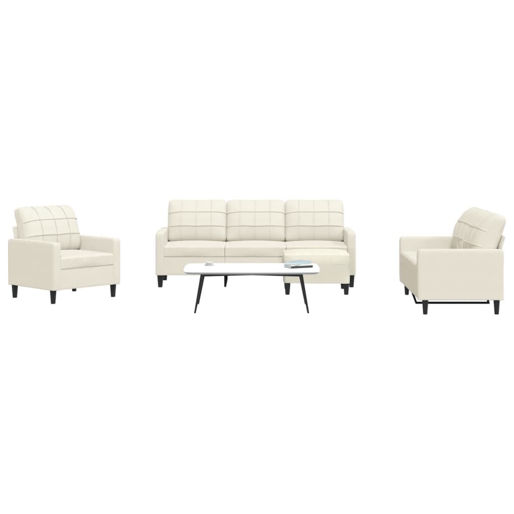 vidaXL Set de canapele cu perne, 4 piese, crem, catifea