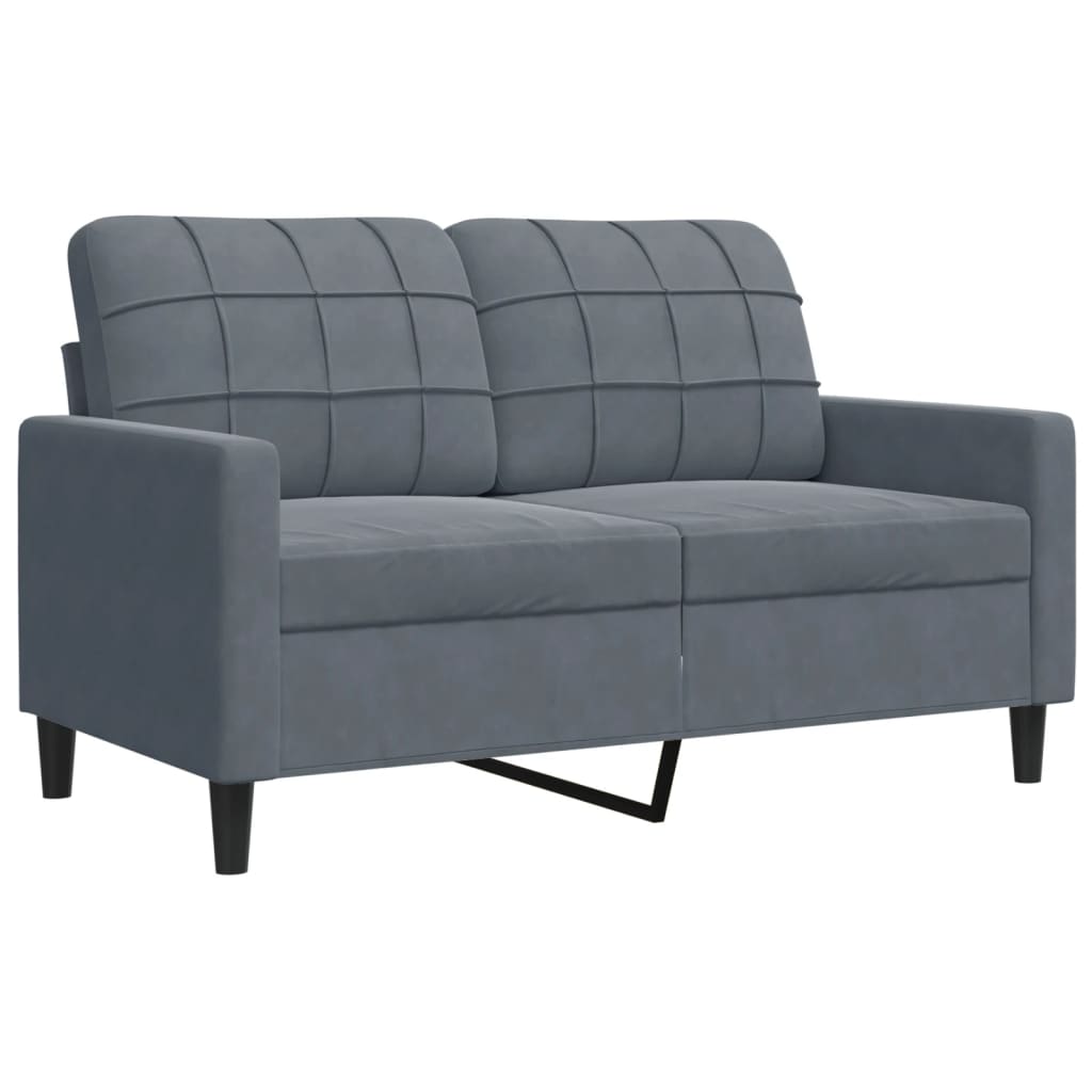 vidaXL Set de canapele cu perne/rulouri, 3 piese, gri închis, catifea vidaXL Set de canapele cu perne/rulouri, 3 piese, gri închis, catifea