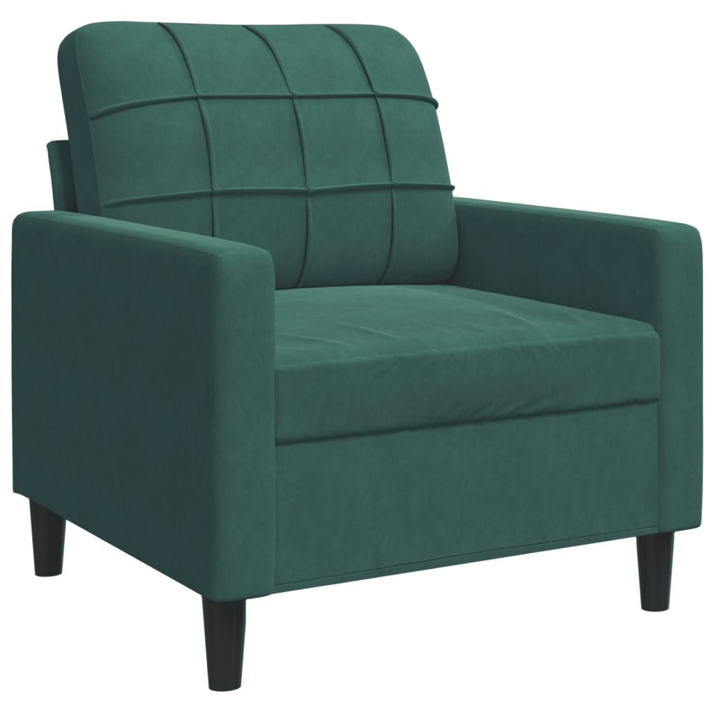 vidaXL Set canapele cu perne/rulouri, 3 piese, verde închis, catifea vidaXL Set canapele cu perne/rulouri, 3 piese, verde închis, catifea