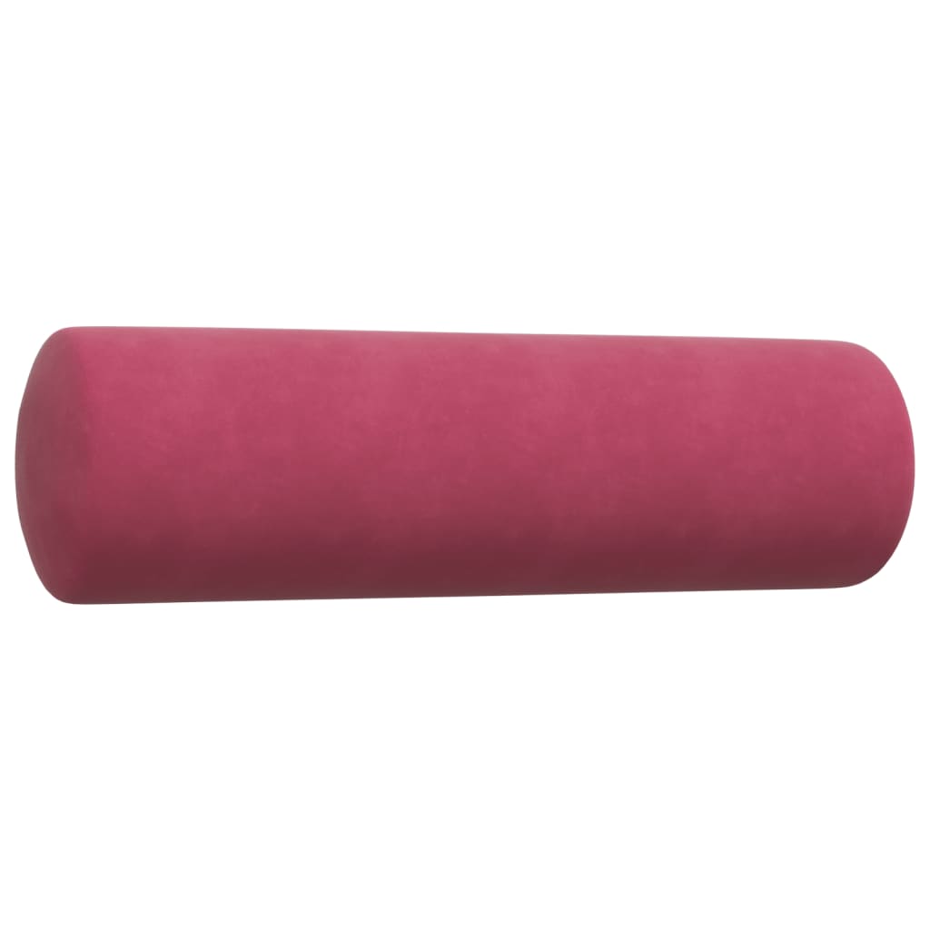 vidaXL Set canapea cu perne/rulouri, 3 piese, roșu vin, catifea vidaXL Set canapea cu perne/rulouri, 3 piese, roșu vin, catifea