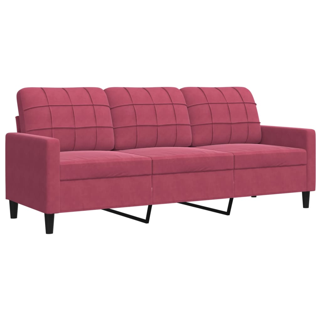 vidaXL Set canapea cu perne/rulouri, 4 piese, roșu vin, catifea