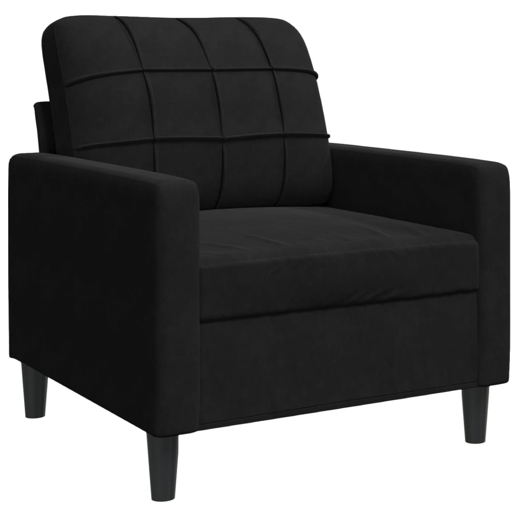 vidaXL Set de canapele cu perne/rulouri, 4 piese, negru, catifea