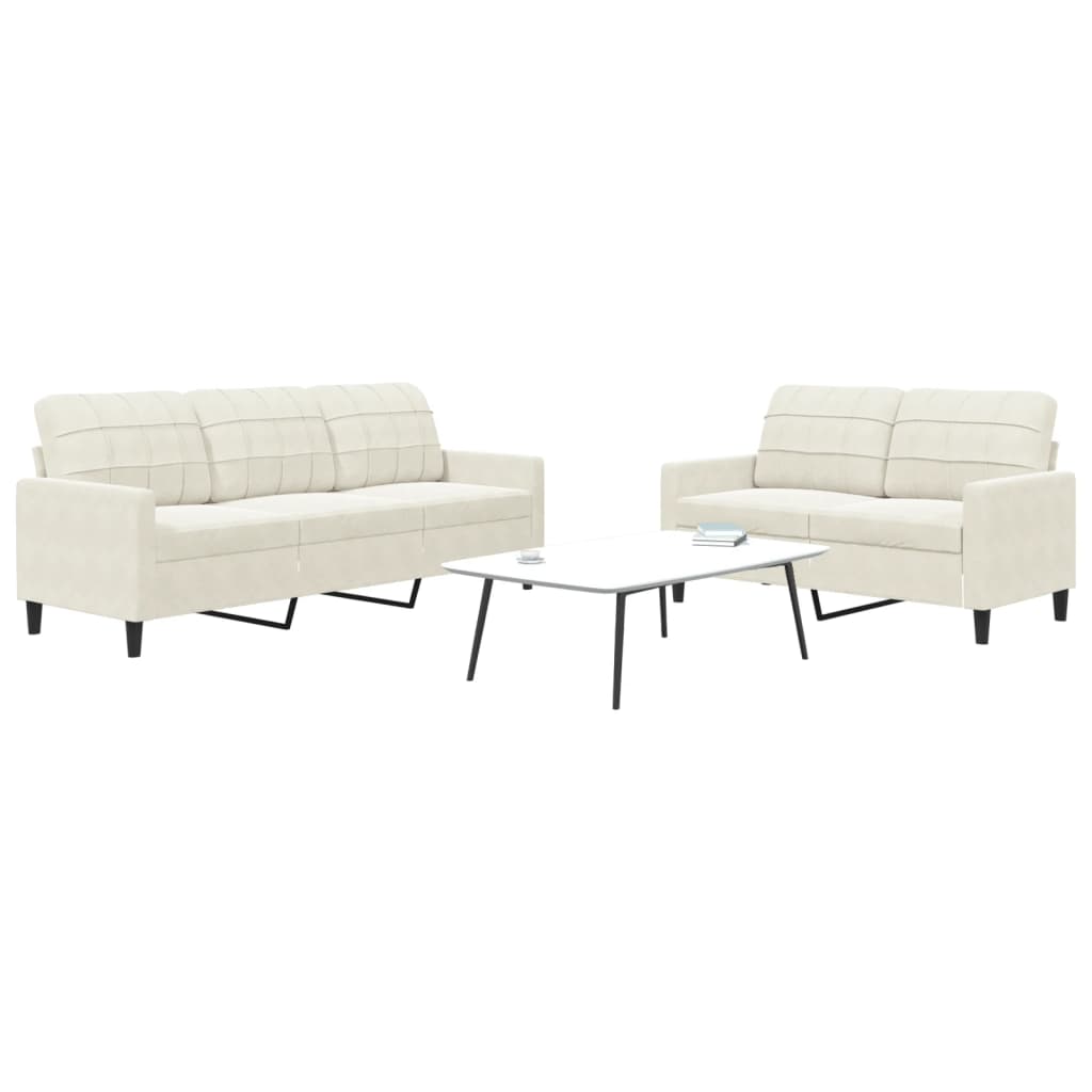 vidaXL Set de canapele cu perne, 2 piese, crem, catifea vidaXL Set de canapele cu perne, 2 piese, crem, catifea