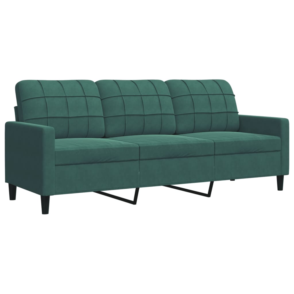 vidaXL Set de canapele cu perne, 3 piese, verde închis, catifea vidaXL Set de canapele cu perne, 3 piese, verde închis, catifea