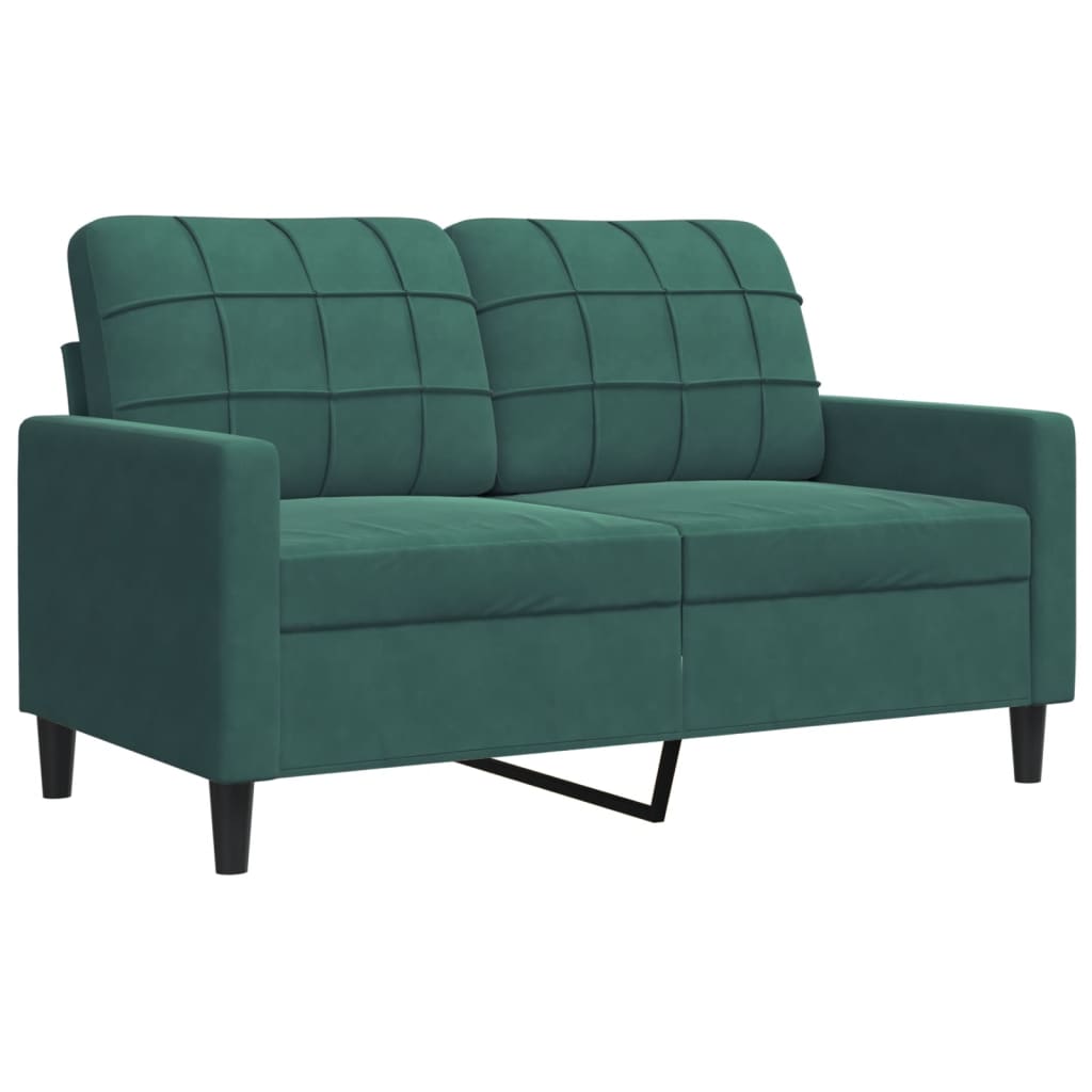 vidaXL Set de canapele cu perne, 3 piese, verde închis, catifea vidaXL Set de canapele cu perne, 3 piese, verde închis, catifea