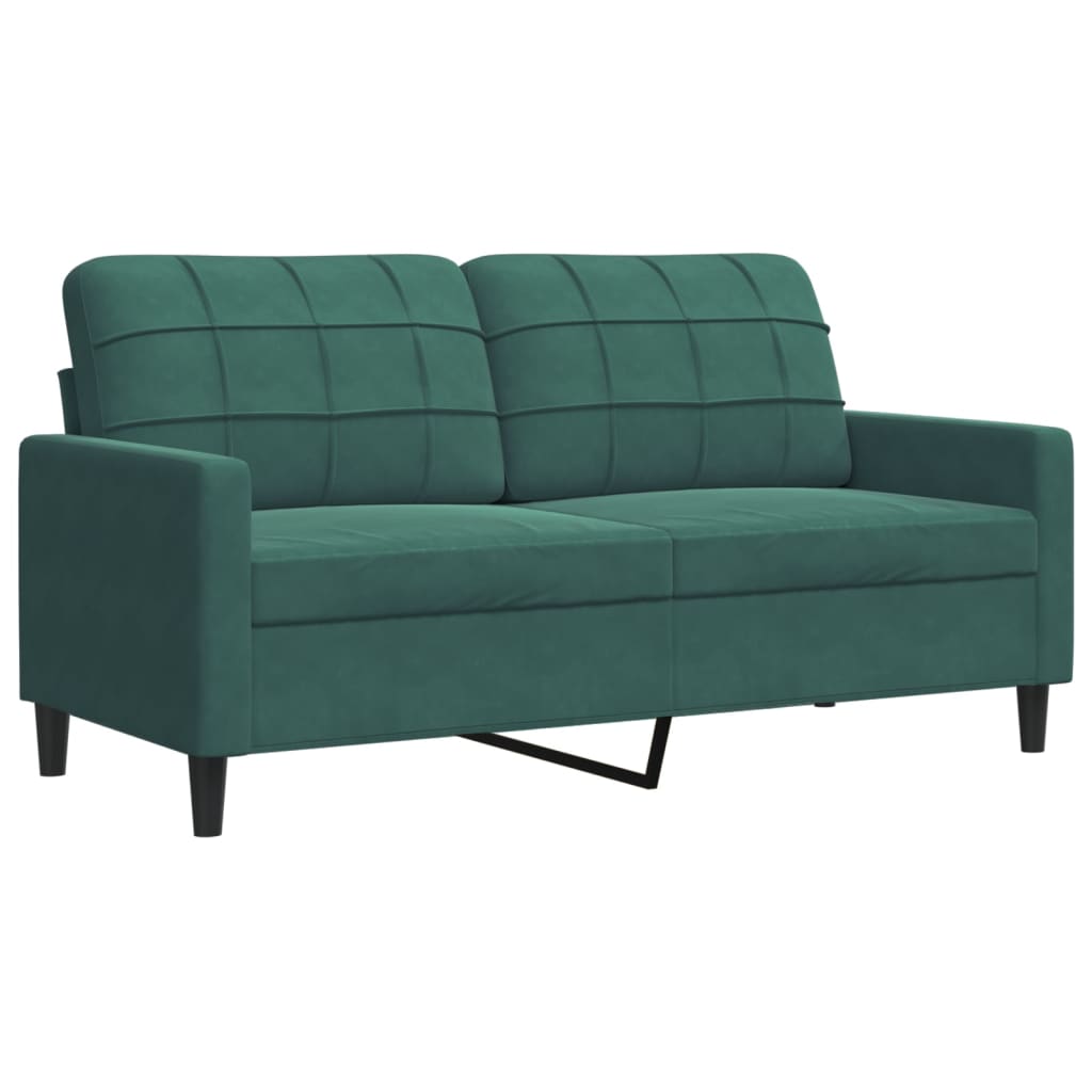 vidaXL Set de canapele cu perne, 3 piese, verde închis, catifea