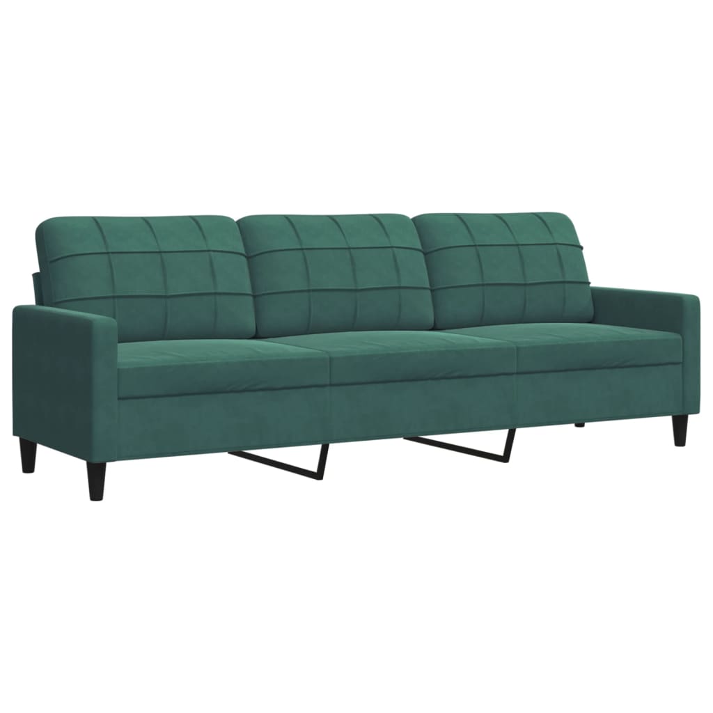 vidaXL Set de canapele cu perne, 3 piese, verde închis, catifea