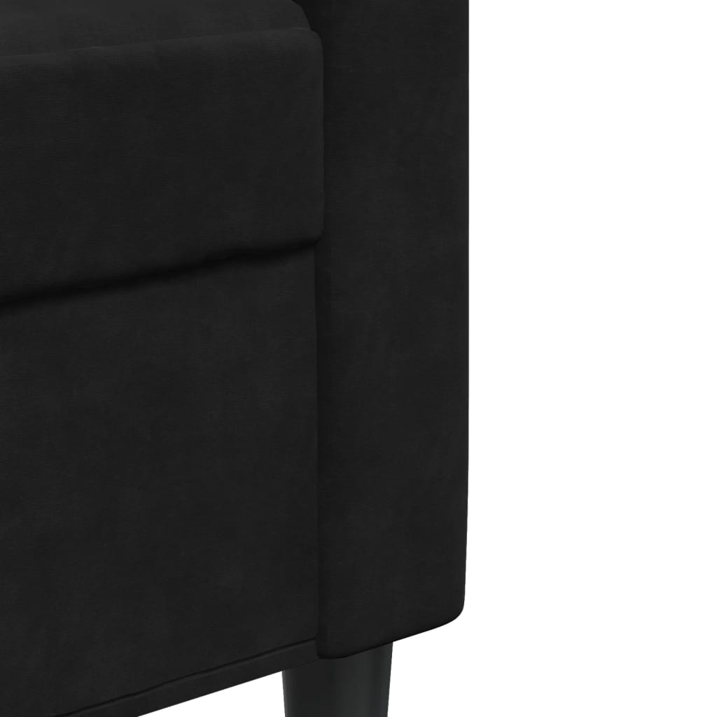 vidaXL Set de canapele cu perne, 3 piese, negru, catifea vidaXL Set de canapele cu perne, 3 piese, negru, catifea