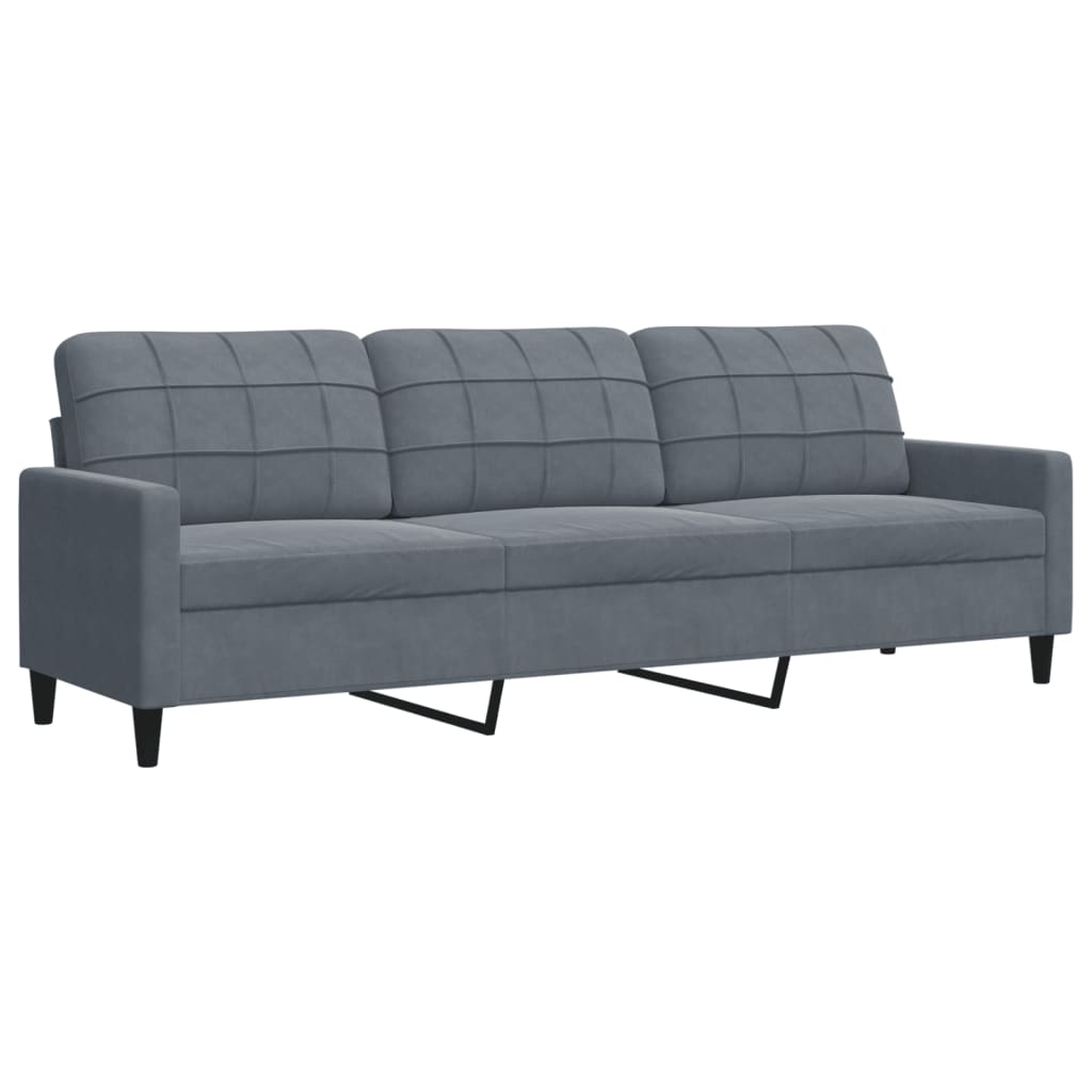 vidaXL Set de canapele cu perne/rulouri, 3 piese, gri închis, catifea