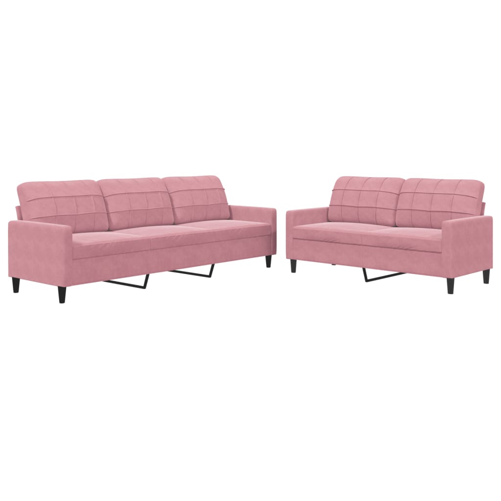 vidaXL Set de canapele cu perne, 2 piese, roz, catifea vidaXL Set de canapele cu perne, 2 piese, roz, catifea
