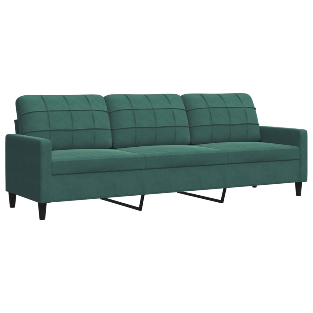 vidaXL Set de canapele cu perne, 3 piese, verde închis, catifea vidaXL Set de canapele cu perne, 3 piese, verde închis, catifea