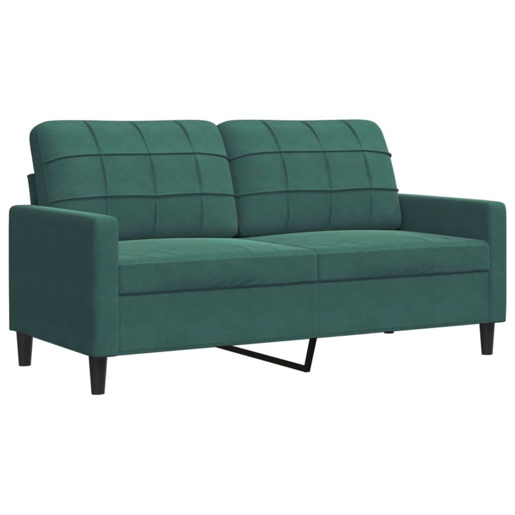 vidaXL Set de canapele cu perne, 3 piese, verde închis, catifea vidaXL Set de canapele cu perne, 3 piese, verde închis, catifea