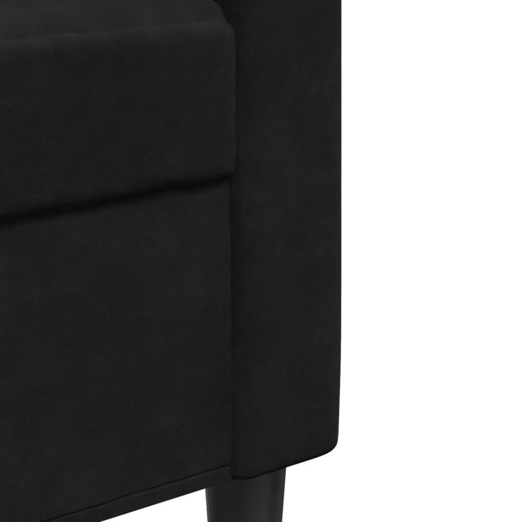 vidaXL Set de canapele cu perne, 3 piese, negru, catifea vidaXL Set de canapele cu perne, 3 piese, negru, catifea
