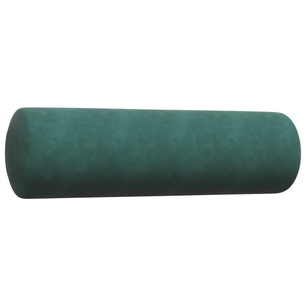 vidaXL Set canapele cu perne/rulouri, 3 piese, verde închis, catifea