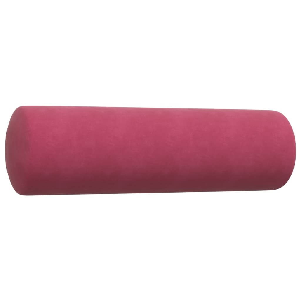 vidaXL Set canapea cu perne/rulouri, 3 piese, roșu vin, catifea
