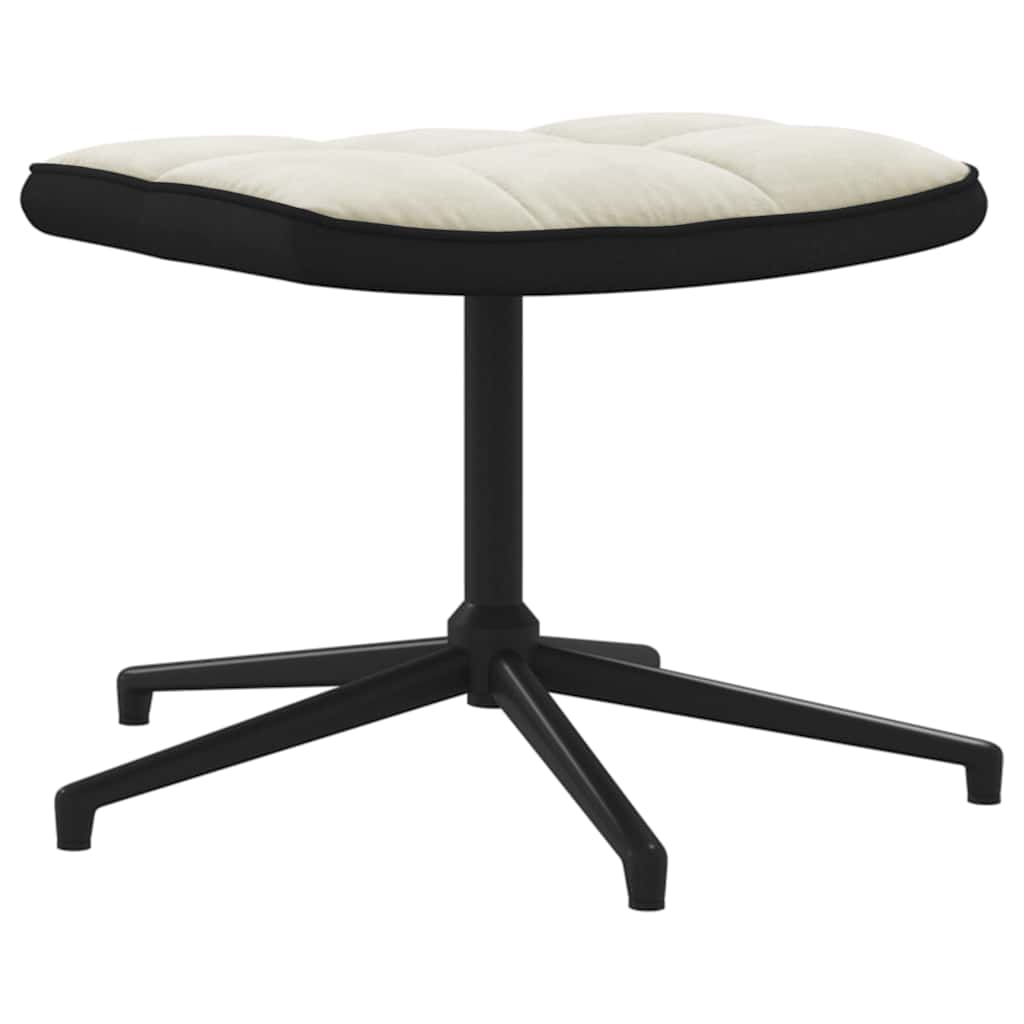 vidaXL Scaun de relaxare cu taburet, alb crem, catifea și PVC vidaXL Scaun de relaxare cu taburet, alb crem, catifea și PVC