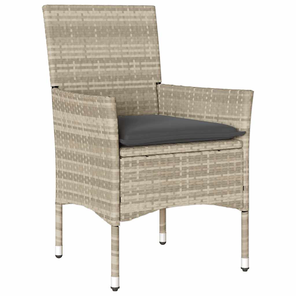 vidaXL Set mobilier grădină perne 5 piese gri deschis poliratan sticlă vidaXL Set mobilier grădină perne 5 piese gri deschis poliratan sticlă