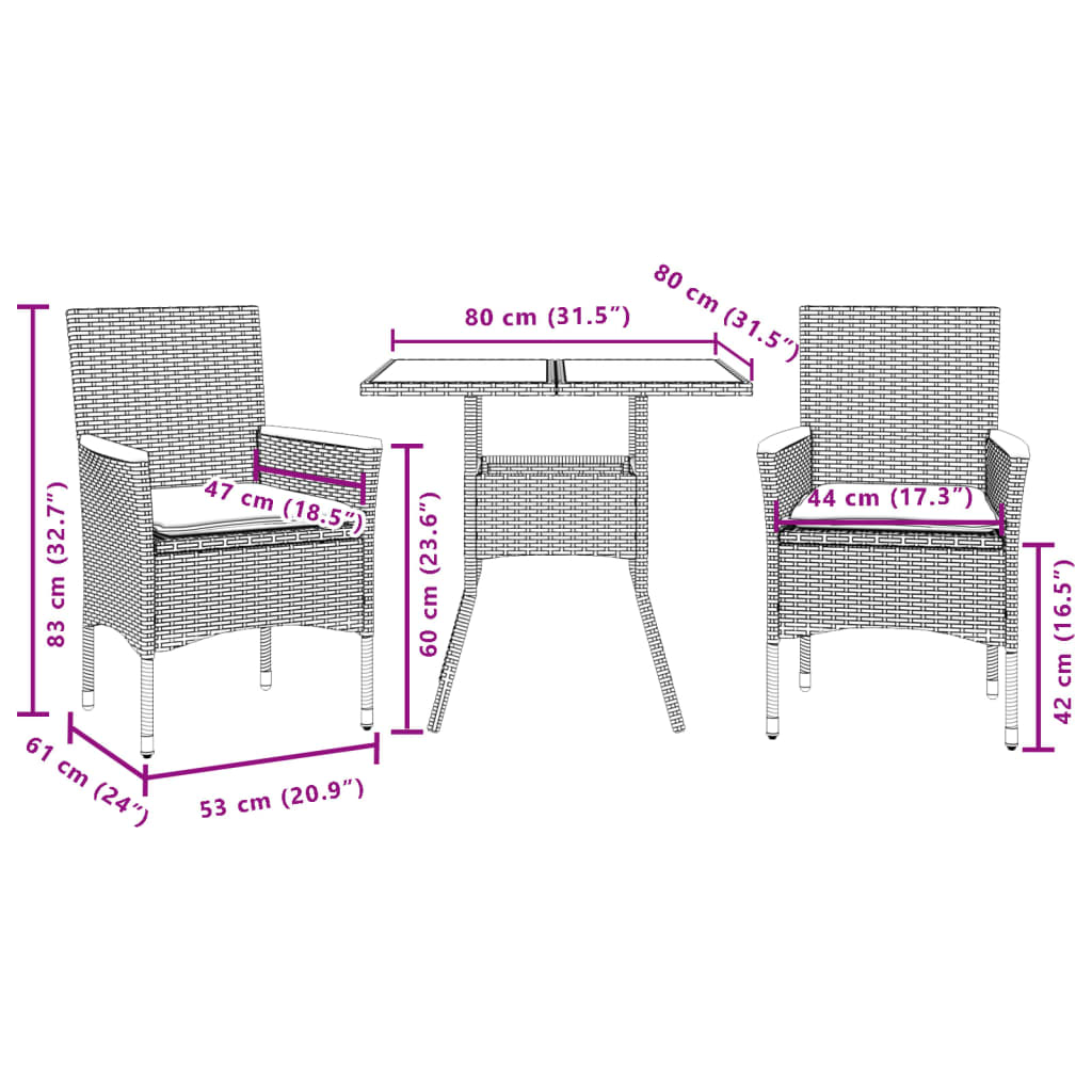 vidaXL Set mobilier grădină perne 7 piese negru poliratan/lemn acacia vidaXL Set mobilier grădină perne 7 piese negru poliratan/lemn acacia