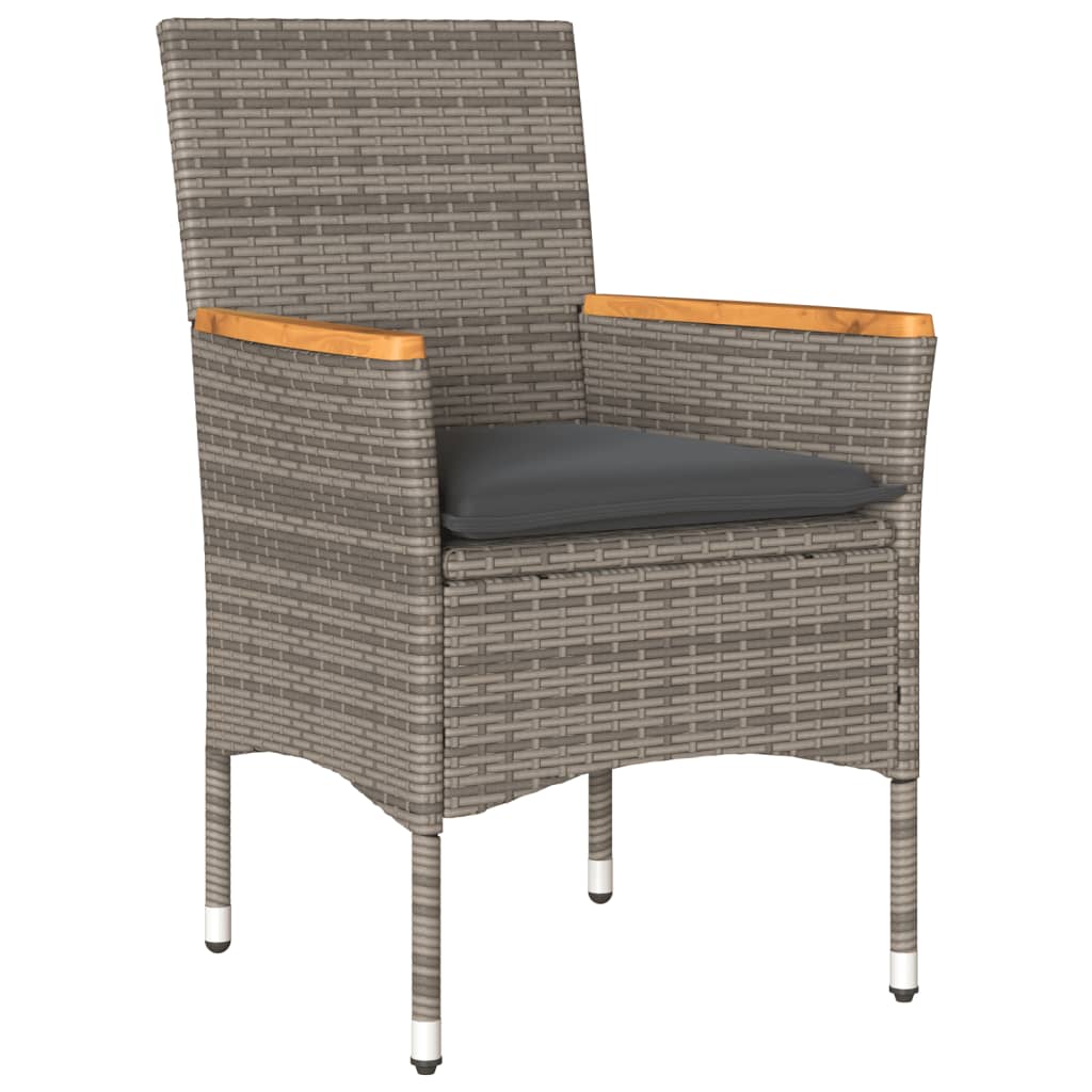 vidaXL Set mobilier grădină cu perne 7 piese gri poliratan/lemn acacia
