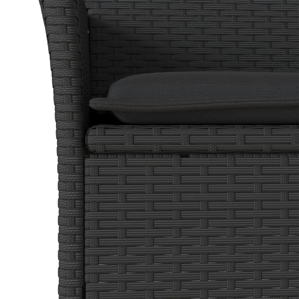vidaXL Set mobilier grădină perne 7 piese negru poliratan/lemn acacia vidaXL Set mobilier grădină perne 7 piese negru poliratan/lemn acacia