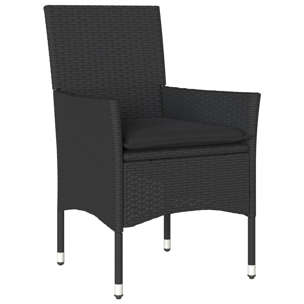 vidaXL Set mobilier grădină perne 9 piese negru poliratan/lemn acacia vidaXL Set mobilier grădină perne 9 piese negru poliratan/lemn acacia