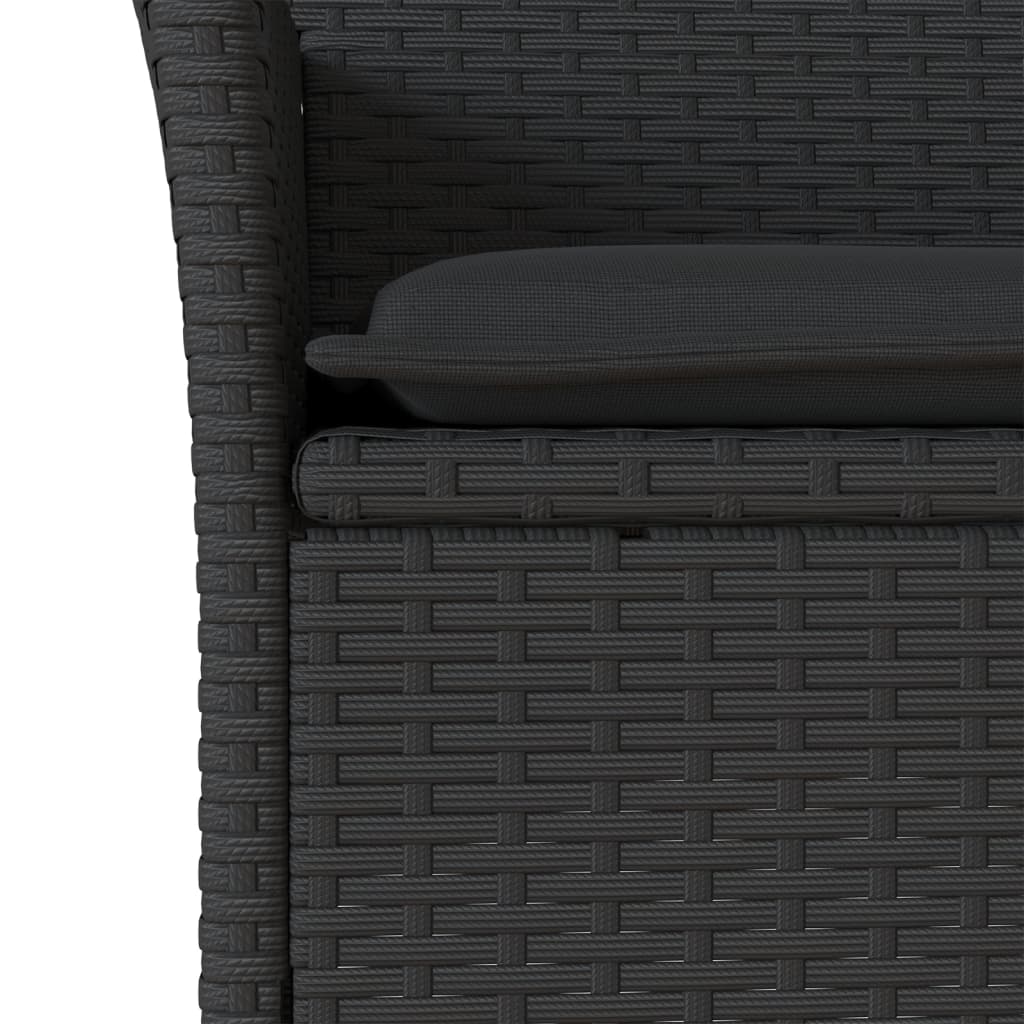 vidaXL Set mobilier grădină perne 9 piese negru poliratan/lemn acacia vidaXL Set mobilier grădină perne 9 piese negru poliratan/lemn acacia