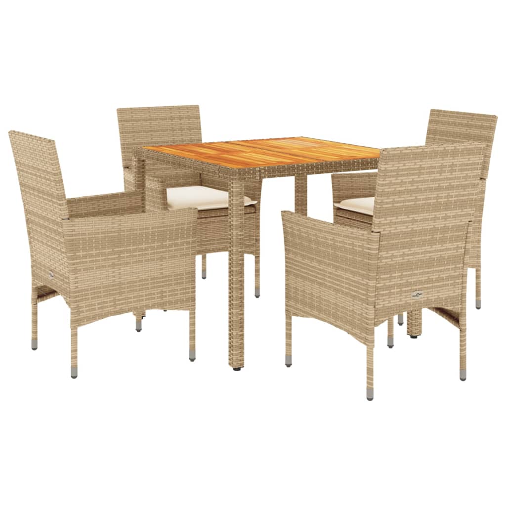 vidaXL Set mobilier grădină cu perne 5 piese bej poliratan/lemn acacia
