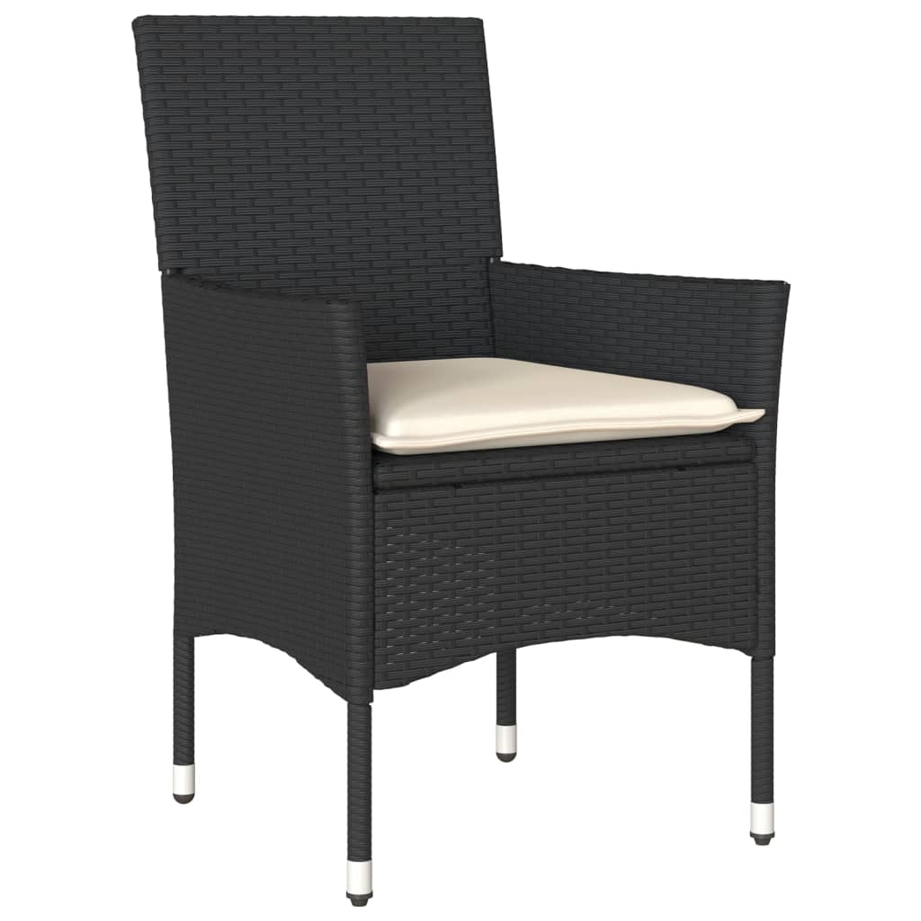 vidaXL Set mobilier grădină perne 5 piese negru poliratan/lemn acacia vidaXL Set mobilier grădină perne 5 piese negru poliratan/lemn acacia