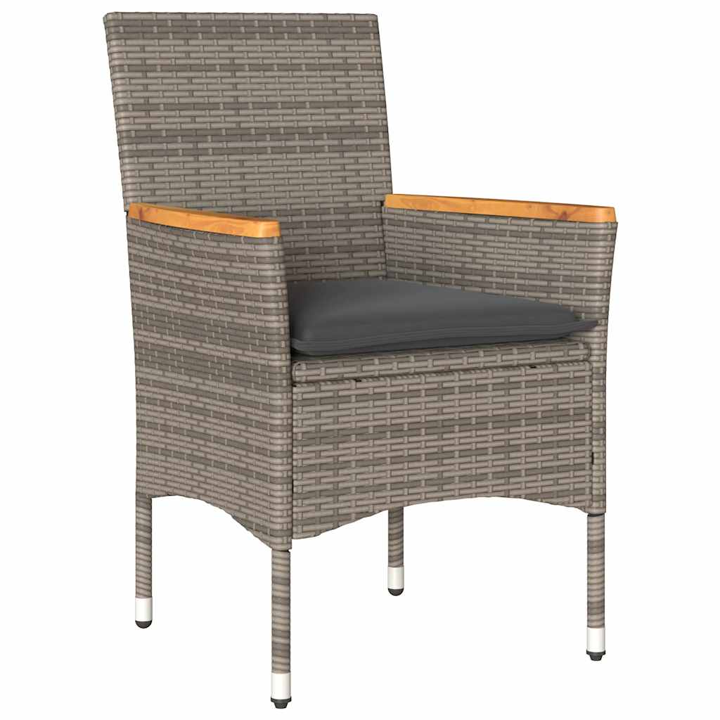 vidaXL Set mobilier grădină cu perne 5 piese gri poliratan/lemn acacia