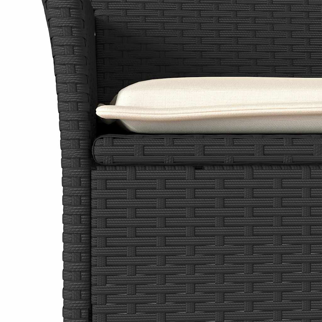 vidaXL Set mobilier grădină perne 5 piese negru poliratan/lemn acacia vidaXL Set mobilier grădină perne 5 piese negru poliratan/lemn acacia