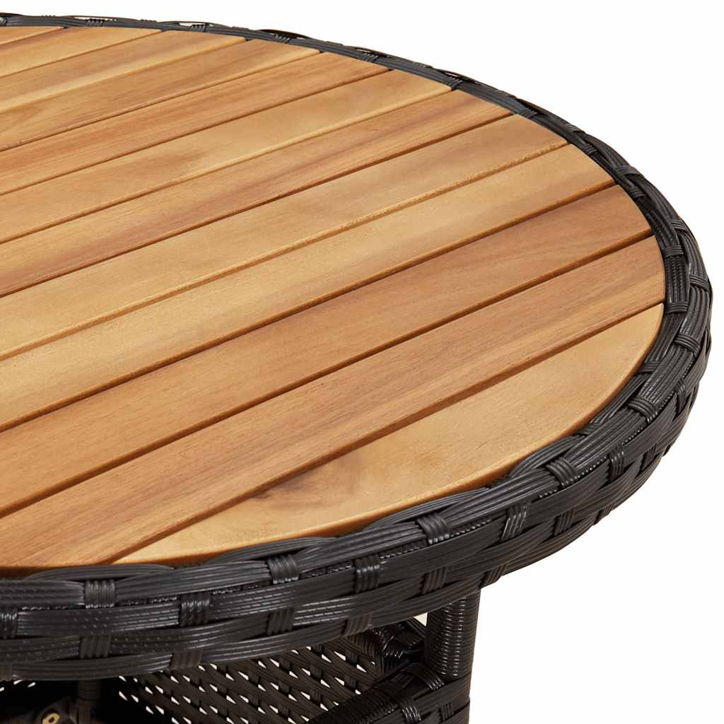 vidaXL Set mobilier grădină perne 5 piese negru poliratan/lemn acacia vidaXL Set mobilier grădină perne 5 piese negru poliratan/lemn acacia