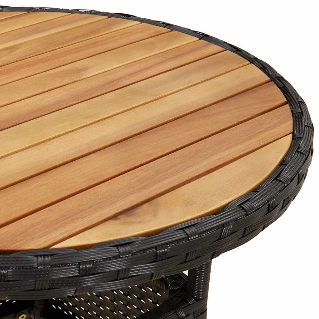 vidaXL Set mobilier grădină perne 5 piese negru poliratan/lemn acacia vidaXL Set mobilier grădină perne 5 piese negru poliratan/lemn acacia