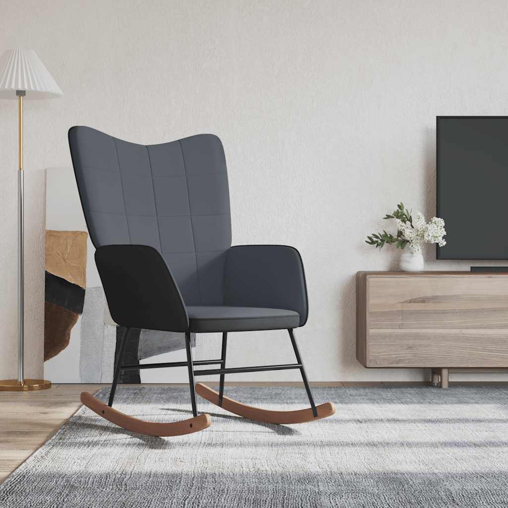 vidaXL Scaun balansoar, gri închis, catifea și PVC