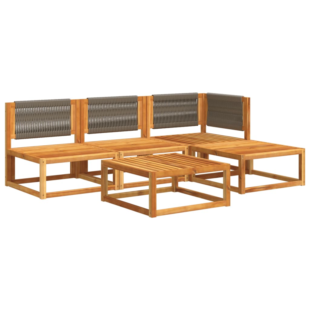 vidaXL Set canapele de grădină cu 5 piese, lemn de salcâm și frânghie vidaXL Set canapele de grădină cu 5 piese, lemn de salcâm și frânghie