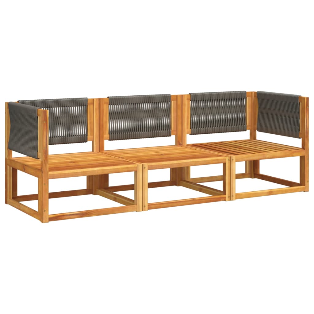 vidaXL Set canapele de grădină 3 piese cu perne din lemn de acacia și frânghie vidaXL Set canapele de grădină 3 piese cu perne din lemn de acacia și frânghie