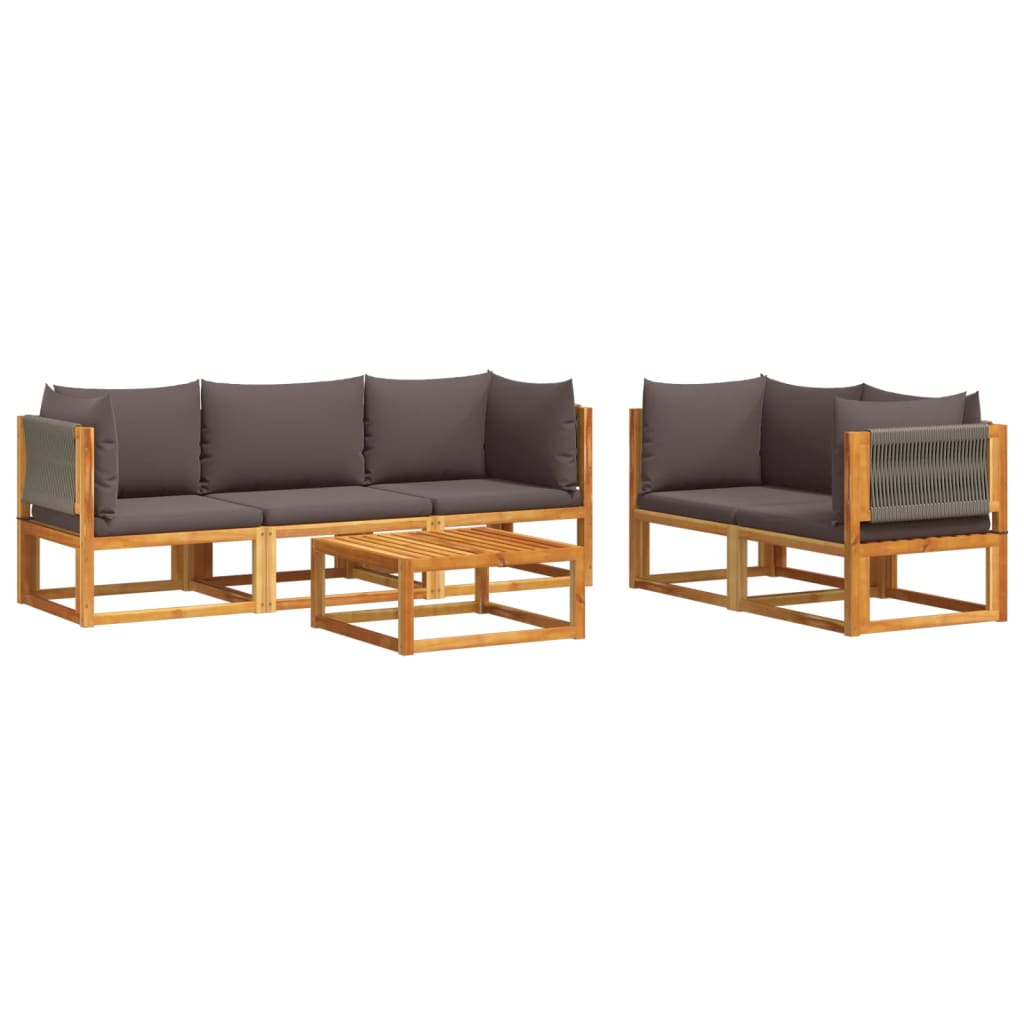 vidaXL Set canapele de grădină cu 6 piese, lemn de salcâm și frânghie vidaXL Set canapele de grădină cu 6 piese, lemn de salcâm și frânghie