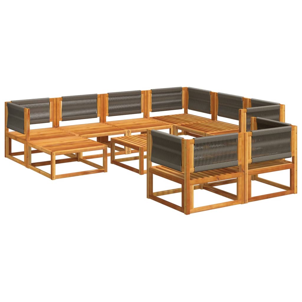 vidaXL Set canapele de grădină cu 10 piese, lemn de salcâm și frânghie vidaXL Set canapele de grădină cu 10 piese, lemn de salcâm și frânghie