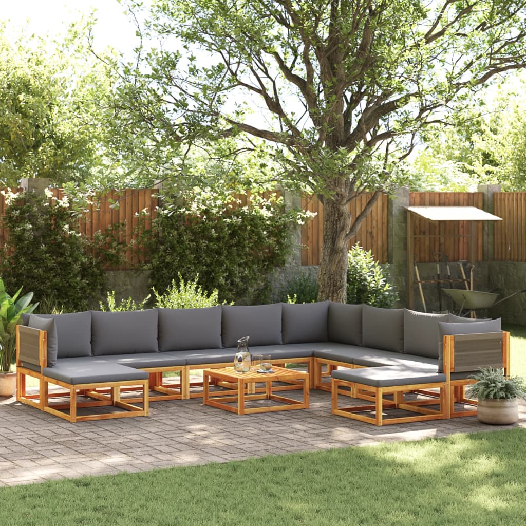 vidaXL Set canapele de grădină cu 11 piese și perne din lemn de acacia și frânghie vidaXL Set canapele de grădină cu 11 piese și perne din lemn de acacia și frânghie