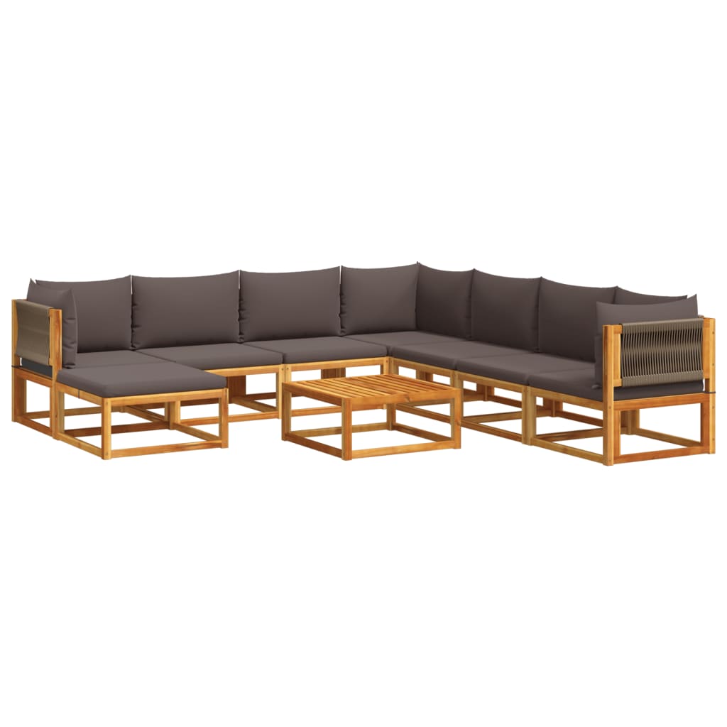 vidaXL Set canapele de grădină cu 9 piese, lemn de salcâm și frânghie vidaXL Set canapele de grădină cu 9 piese, lemn de salcâm și frânghie